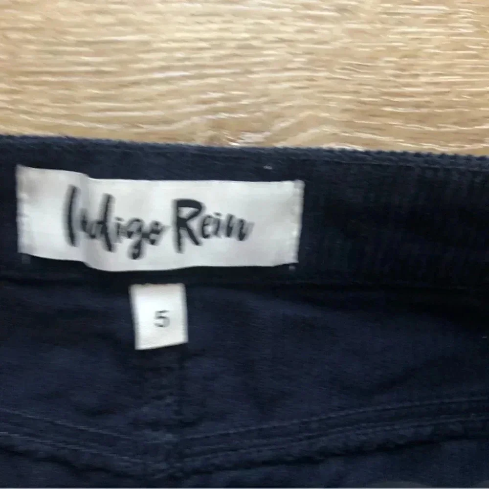 Indigo Reign Navy Raw Edge Button Up Corduroy Skirt Size 5 GUC